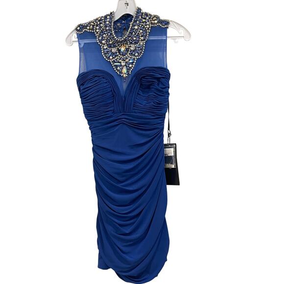 Alyce 4417 Rhinestones Homecoming Party Bodycon Dress Size 000 Royal Blue - Picture 3 of 6